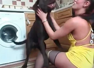 Doggy style sex with a brunette