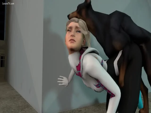 SpiderGwen with dog