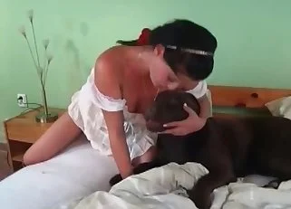 Bestiality banging with a thirsty dog