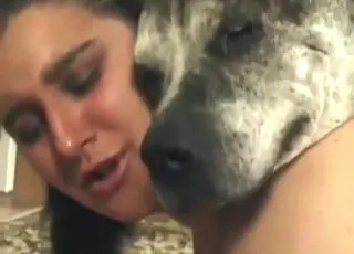 Hot brunette takes deep dog penis inside during sex.mp4