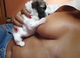 Tiny Puppy Sucking on Milky Tits HD Zoo Sex animal sex Porn